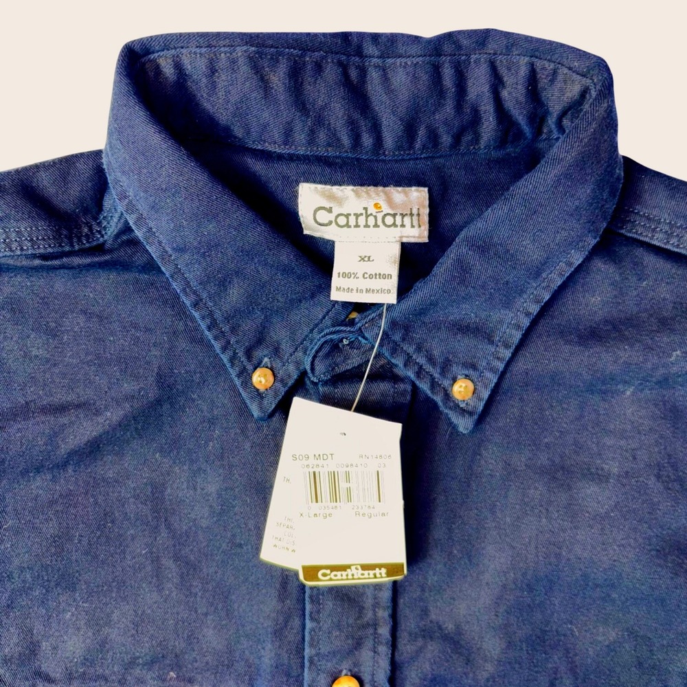 Carhartt Mens‎ XL Comfort Fit Button Down Long Sleeve Work Shirt Blue NWT